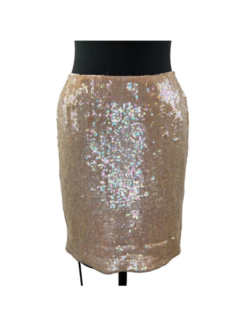 VINTAGE Saks Fifth FOLIO Collection Iridescent Pink Sequin Skirt Silk 10